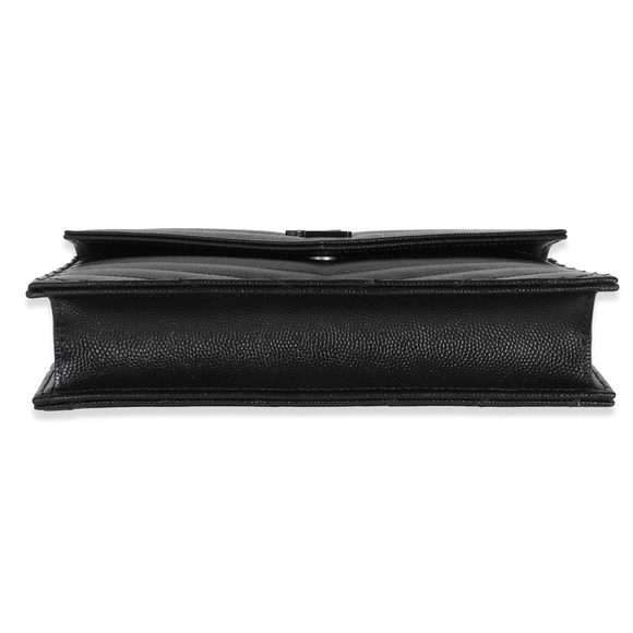 Saint Laurent Black Grain De Poudre Envelope Chain Wallet - Picture 5 of 8